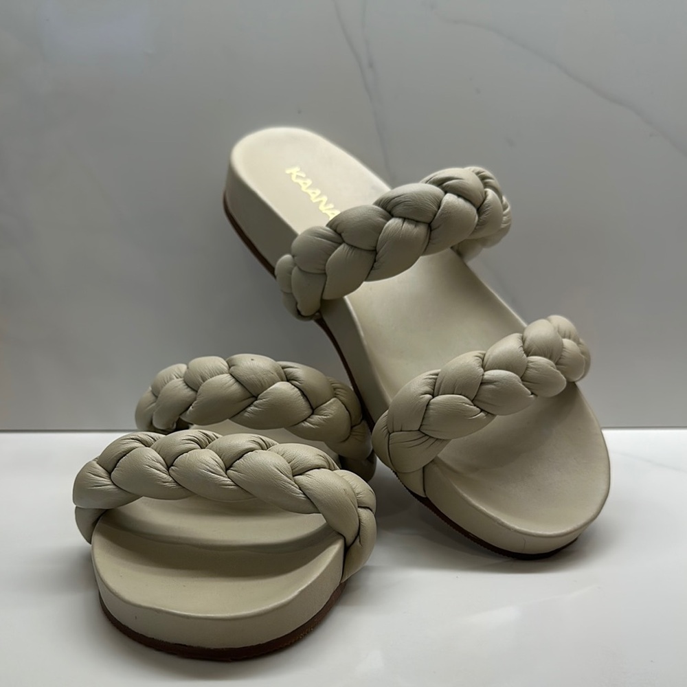 Kaanas Beige Braided Sandals